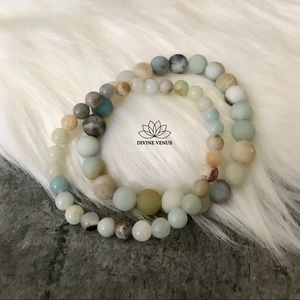 Amazonite Stone Stretch Bracelet Set